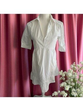 ZARA White Shirt Sun Collared Dress Size Medium